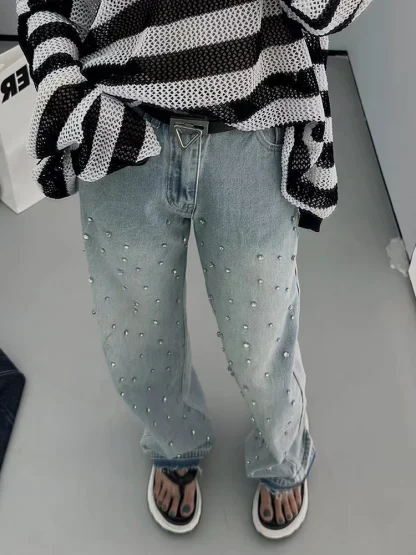 Stylish High-waist Denim Flare Pants - Image 3