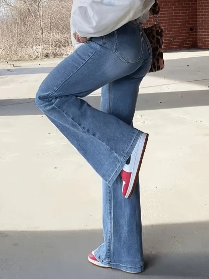 Denim Trendy Flare Pants - Image 3