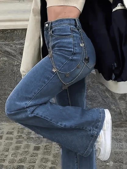 Denim Trendy Flare Pants - Image 2