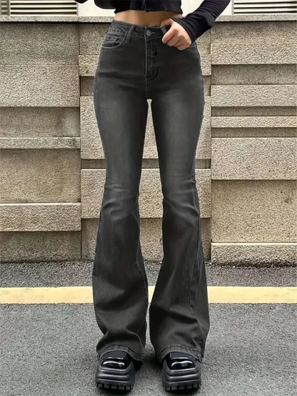 Retro Trendy Faded Flare Pants - Image 4