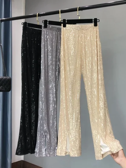 Shiny Sequins Flare Pants - Image 3