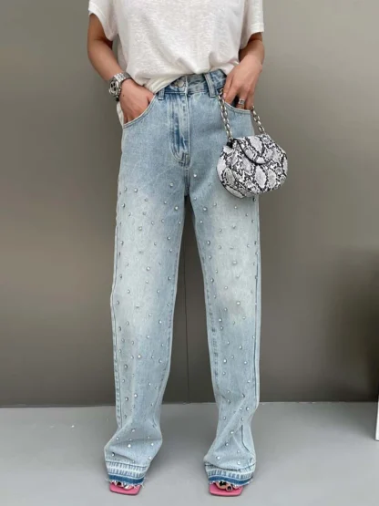 Stylish High-waist Denim Flare Pants - Image 2