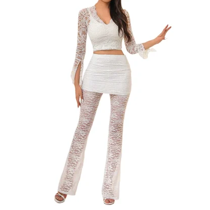 See-through Lace Flare Pants - Image 6